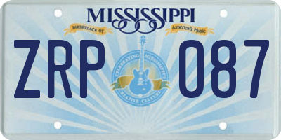 MS license plate ZRP087