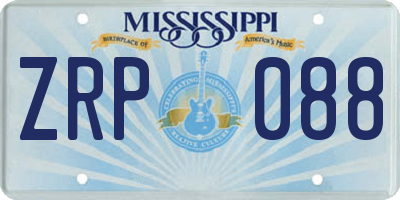 MS license plate ZRP088