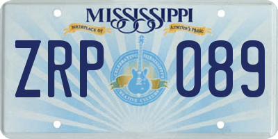 MS license plate ZRP089