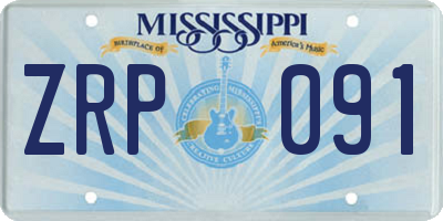 MS license plate ZRP091