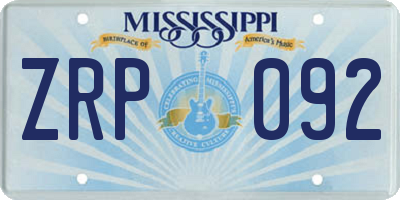 MS license plate ZRP092
