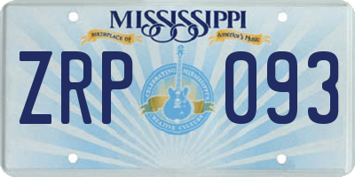 MS license plate ZRP093