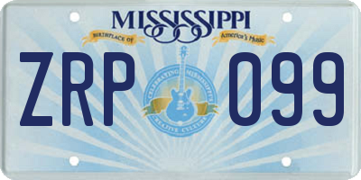 MS license plate ZRP099
