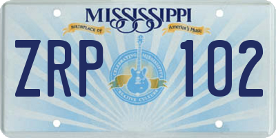 MS license plate ZRP102