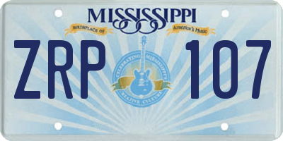 MS license plate ZRP107