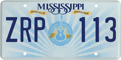 MS license plate ZRP113