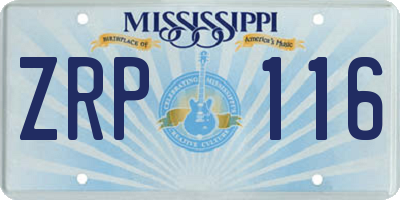 MS license plate ZRP116