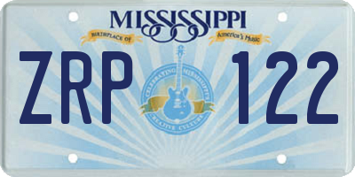 MS license plate ZRP122