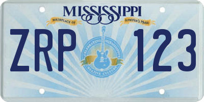 MS license plate ZRP123