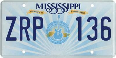 MS license plate ZRP136
