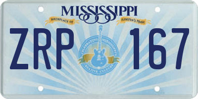 MS license plate ZRP167