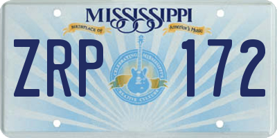 MS license plate ZRP172