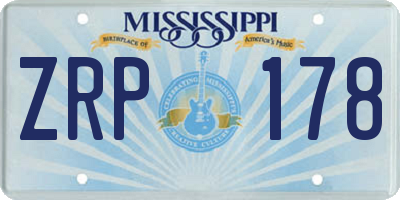 MS license plate ZRP178