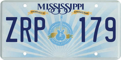 MS license plate ZRP179