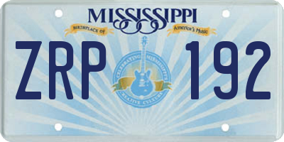 MS license plate ZRP192