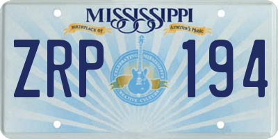 MS license plate ZRP194