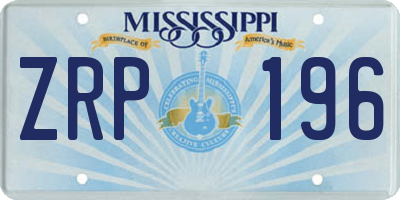 MS license plate ZRP196