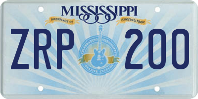 MS license plate ZRP200