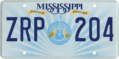 MS license plate ZRP204