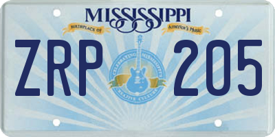MS license plate ZRP205