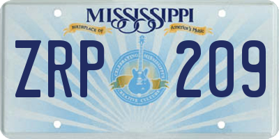 MS license plate ZRP209