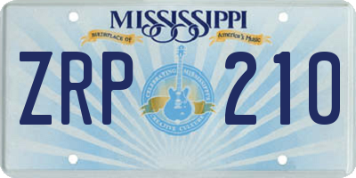 MS license plate ZRP210