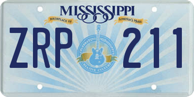 MS license plate ZRP211