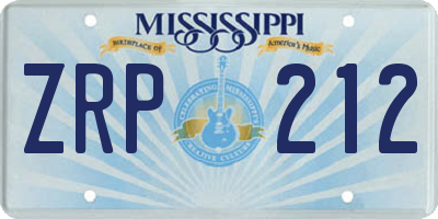 MS license plate ZRP212