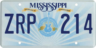 MS license plate ZRP214