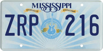 MS license plate ZRP216