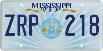 MS license plate ZRP218