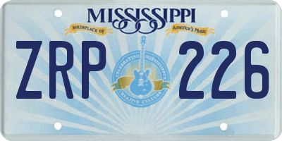 MS license plate ZRP226