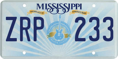 MS license plate ZRP233