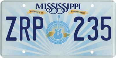MS license plate ZRP235