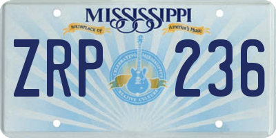 MS license plate ZRP236