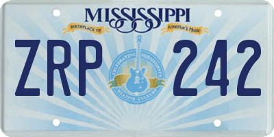 MS license plate ZRP242