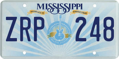 MS license plate ZRP248