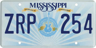 MS license plate ZRP254