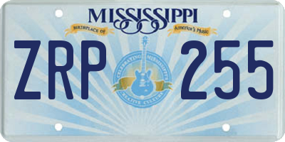 MS license plate ZRP255