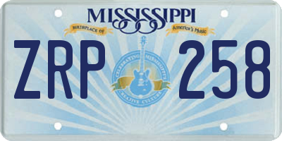 MS license plate ZRP258