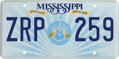 MS license plate ZRP259