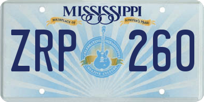 MS license plate ZRP260