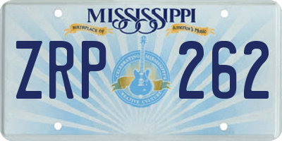 MS license plate ZRP262