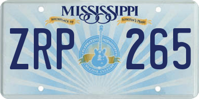 MS license plate ZRP265
