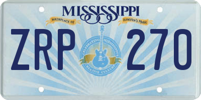 MS license plate ZRP270