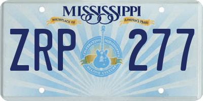 MS license plate ZRP277