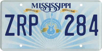 MS license plate ZRP284
