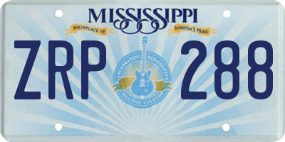 MS license plate ZRP288