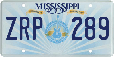 MS license plate ZRP289