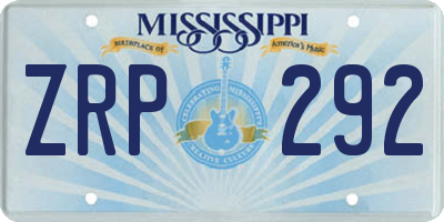 MS license plate ZRP292
